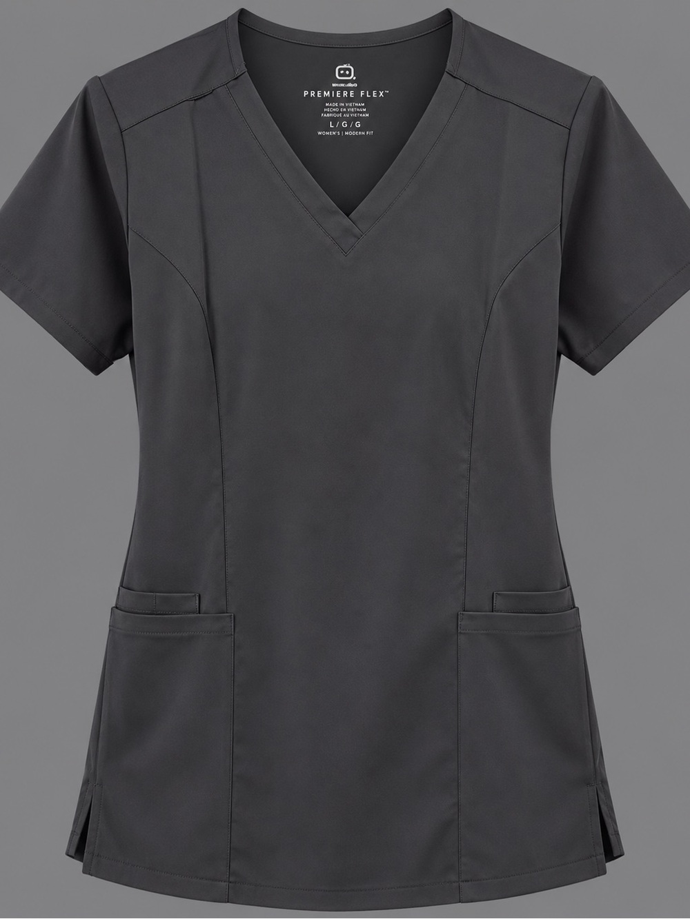 WonderWink Women's V-Neck Tunic Top - Charcoal Gray medium